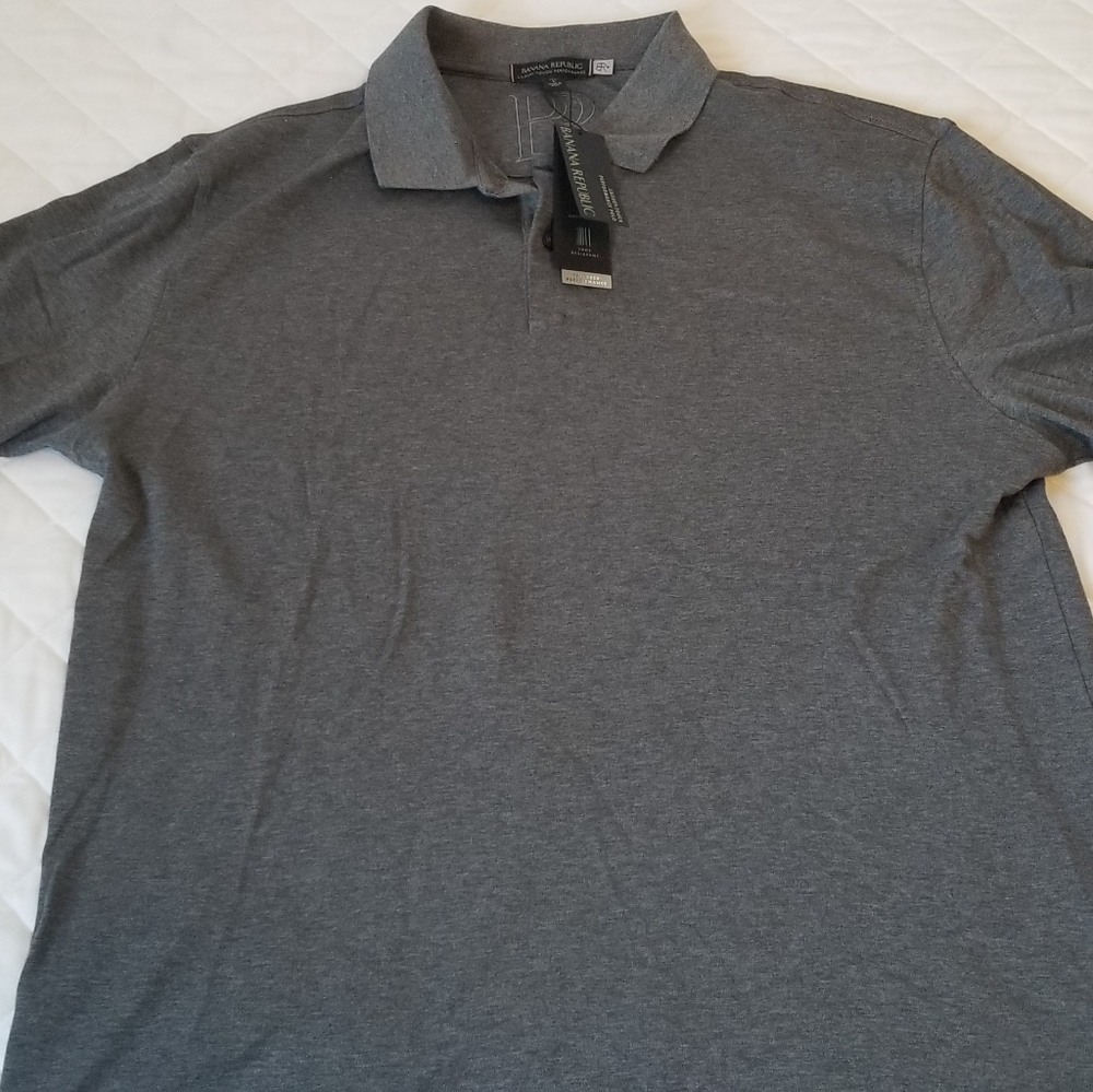 Banana republic grey luxury touch polo. NWT. Sz large tall